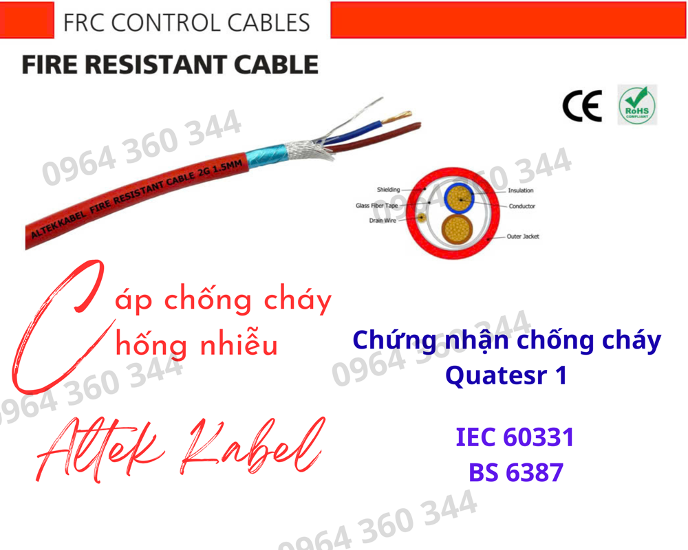 Cáp chống cháy chống nhiễu 2x1.5+E+GFT Altek Kabel